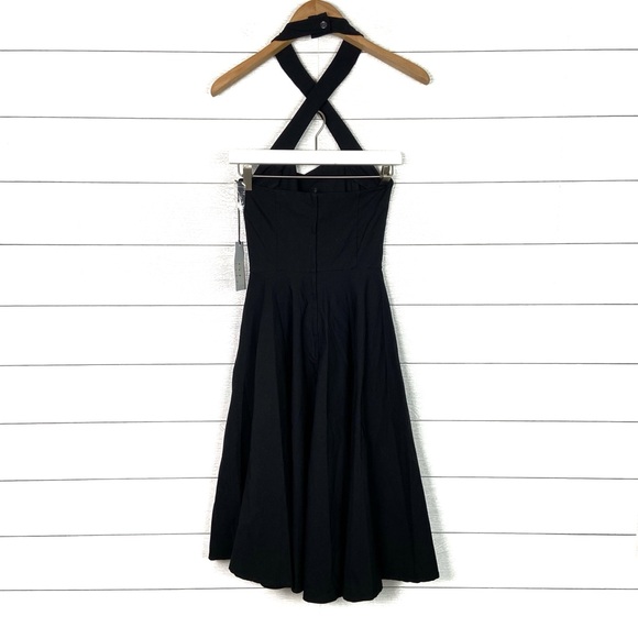 NWT UNIQUE VINTAGE Black Criss Cross Halter Dress Rita Flare Small Rockabilly - Picture 6 of 6